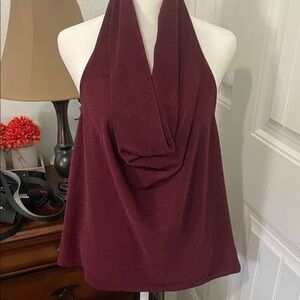 Express Red Asymmetrical Halter Top